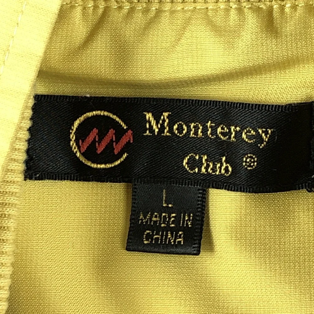 Monterey‎ Club Jacket Mens Large Yellow Short Sleeve Golf Windbreaker Pullover